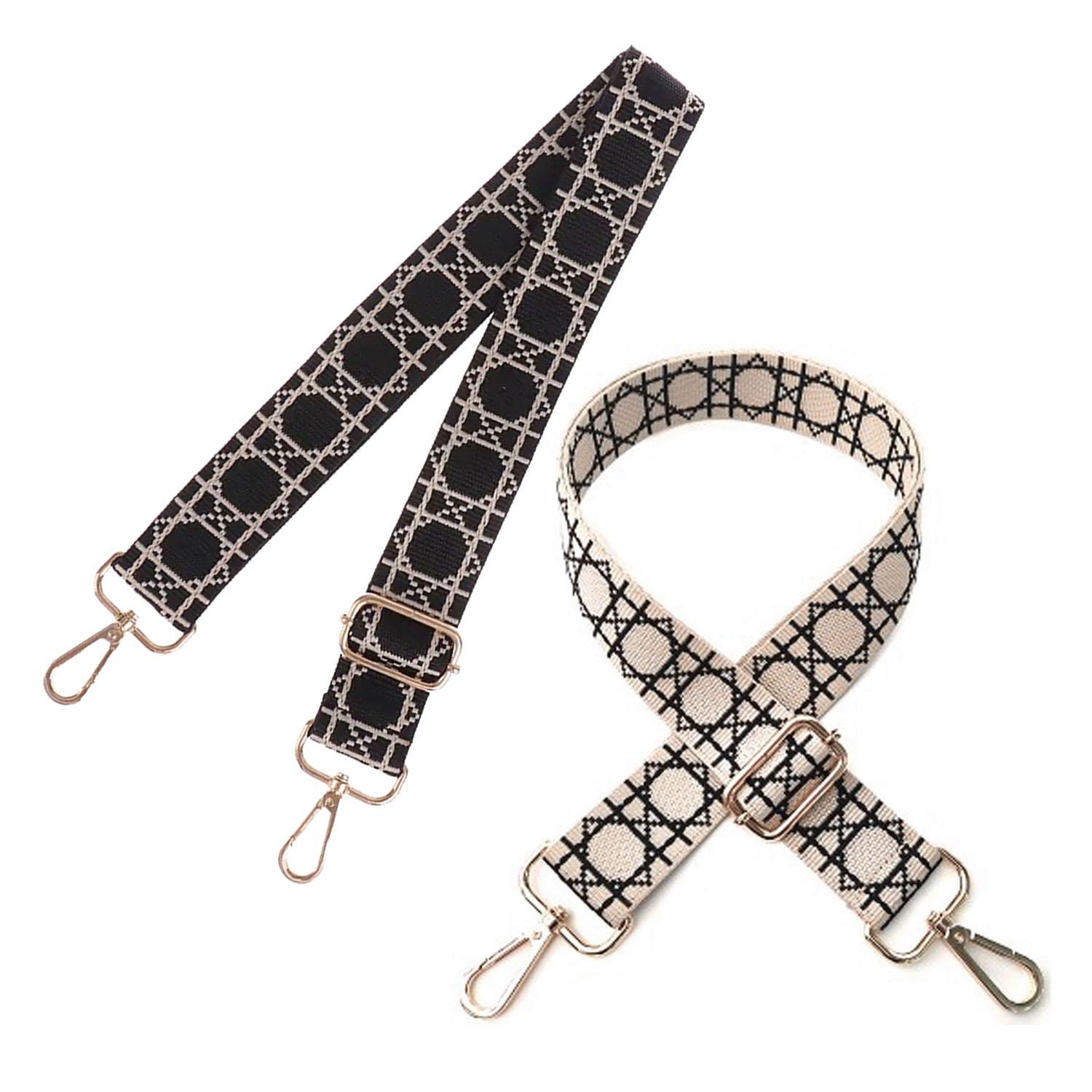 【一番人気】4cm幅 バッグストラップ 幾何学柄 - 画像1