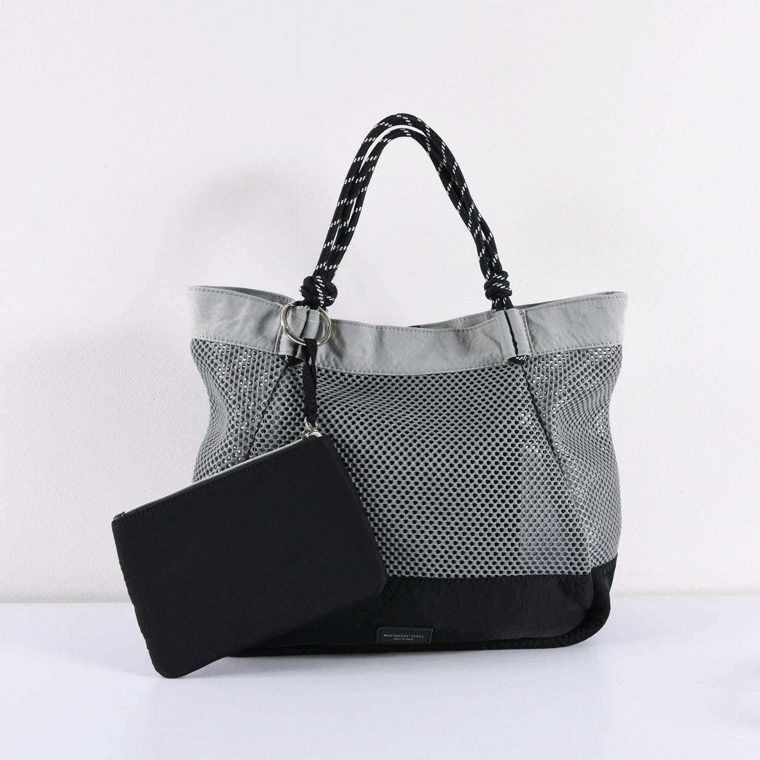 MACARONIC STYLE ポーチ付メッシュロープハンドルトートバッグ - 画像4