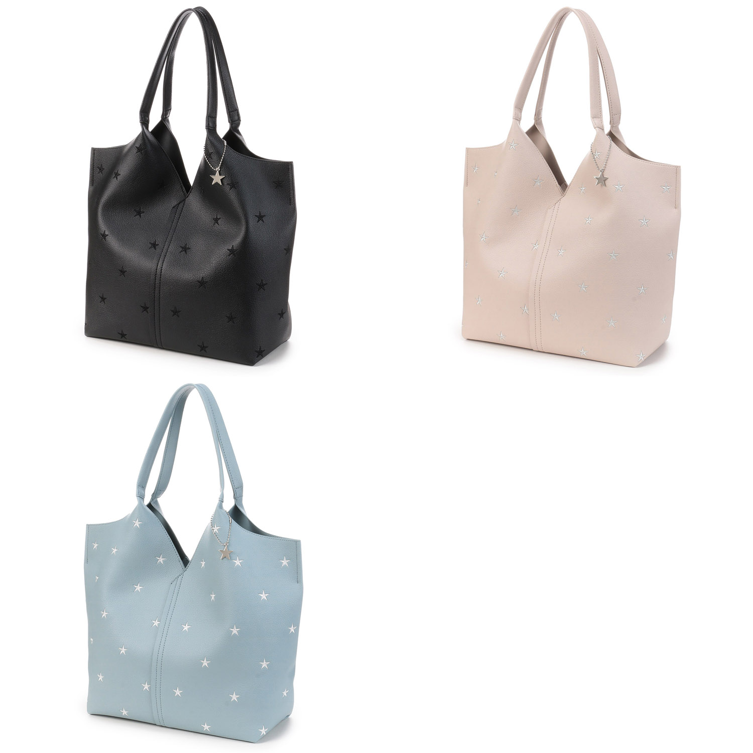 スター刺繍ライトフィーリングトートバッグ - 画像1