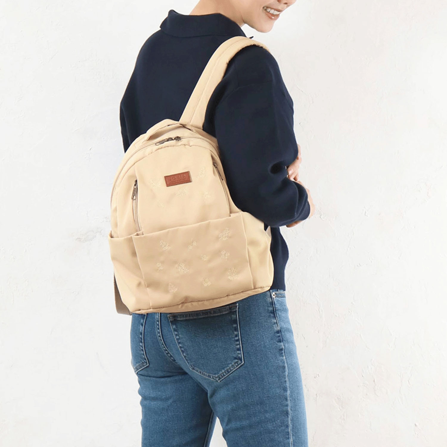 撥水フルール刺繍リュックサック - 画像1