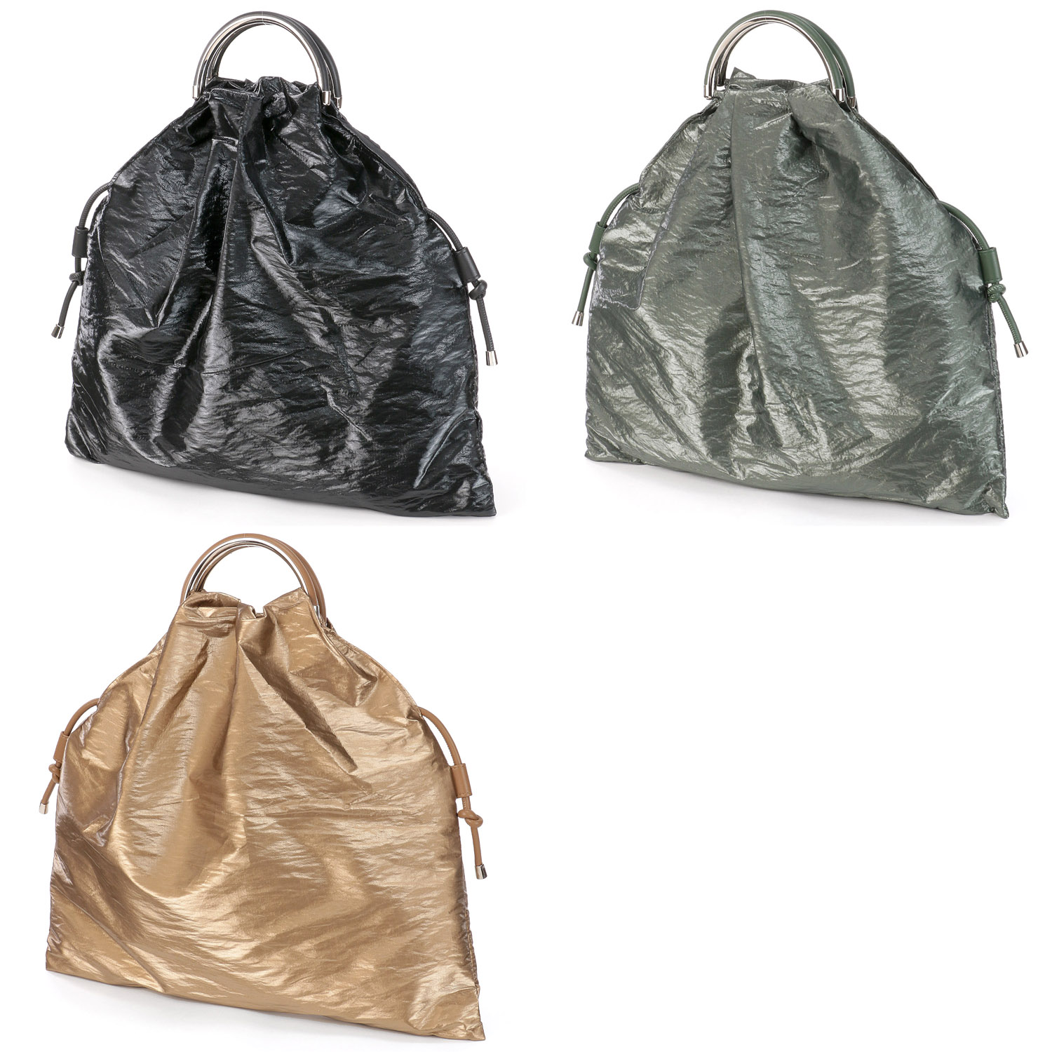 cachecache メタリックコンビ金手ハンドル2WAYトートバッグ - 画像1