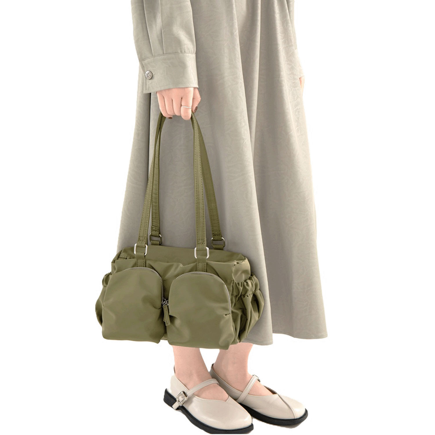 adia 2ポケットデザインナイロン横長バッグ - 画像1