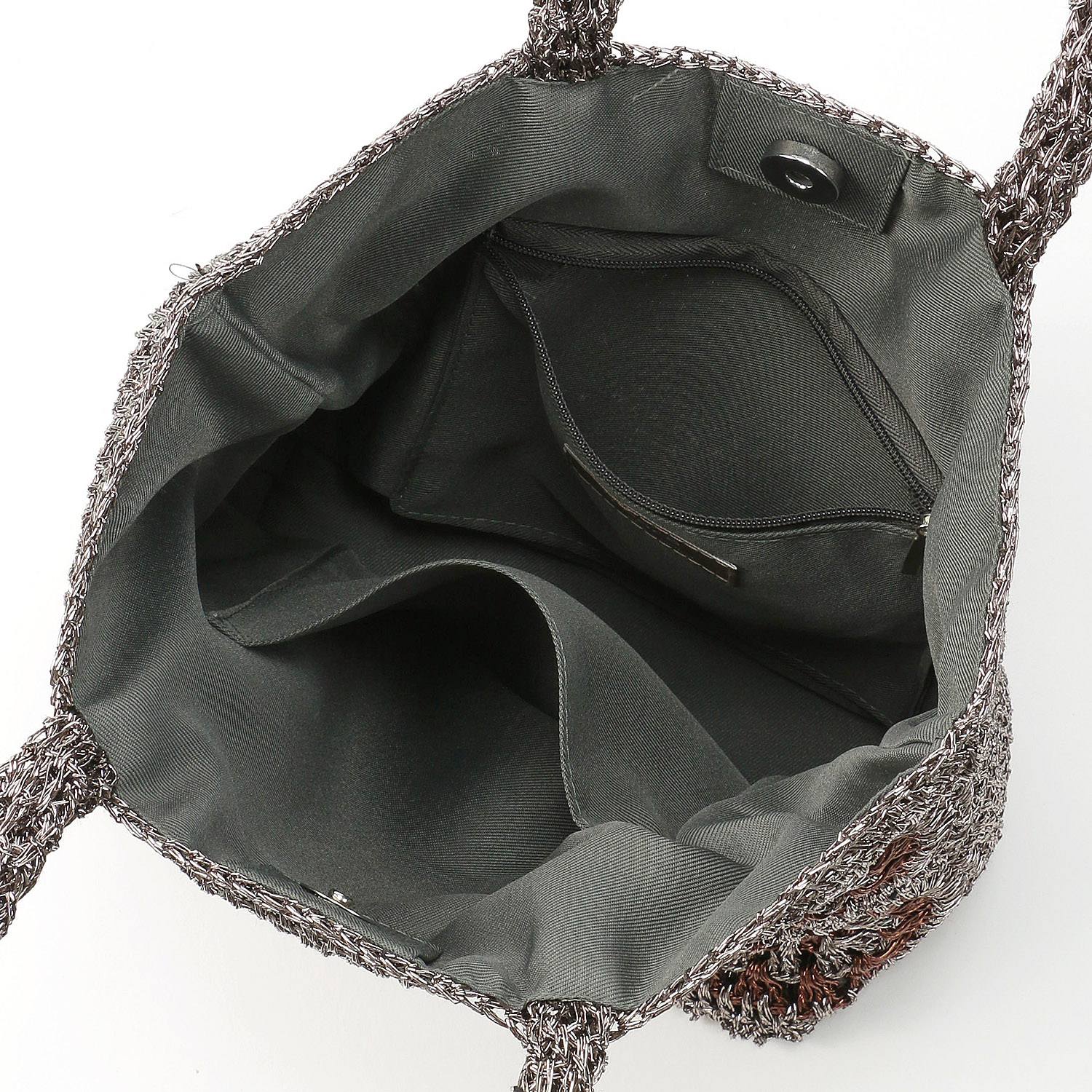 COOCO ラメ糸クロシェ編みスクエアトートバッグ - 画像5