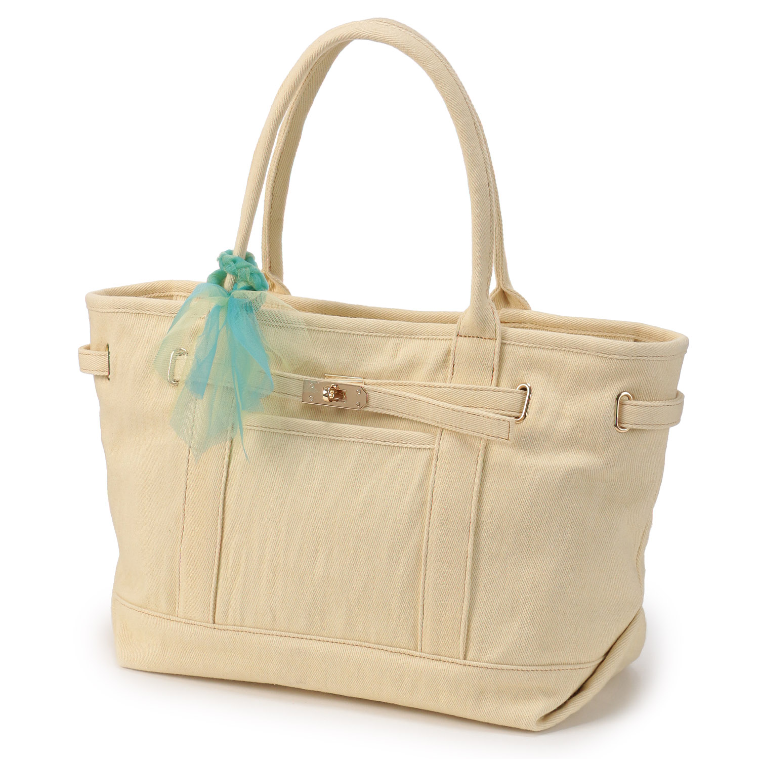 COOCO ひねり金具付きデニムトートバッグ - 画像2