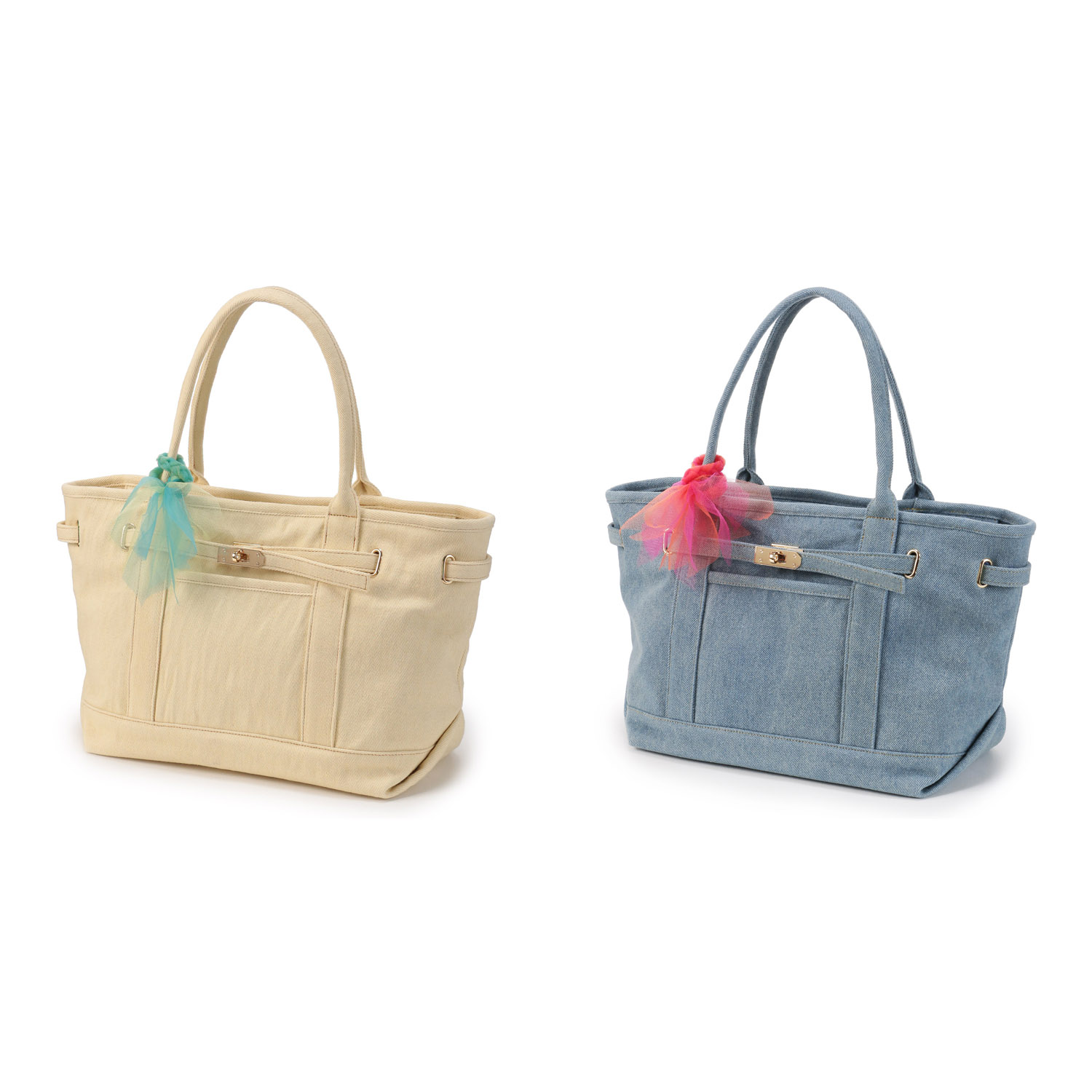 COOCO ひねり金具付きデニムトートバッグ - 画像1