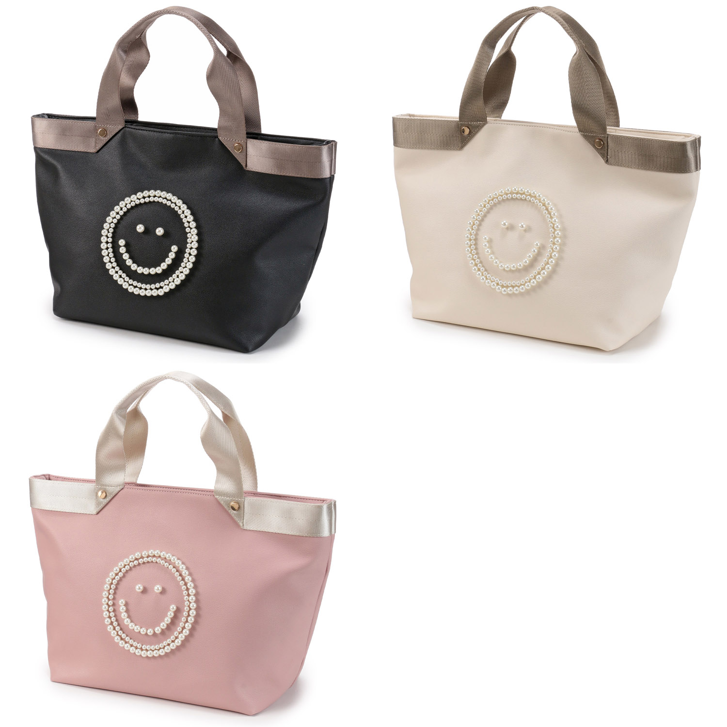 COOCO SMILEYテープハンドル×ビーズ刺繍トートバッグ - 画像1