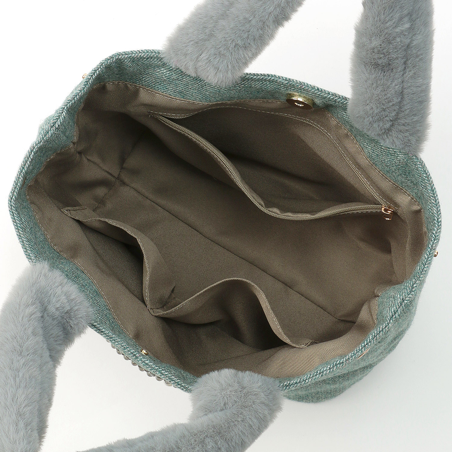 COOCO スマイルパール刺繍×エコファーハンドルトートバッグ - 画像6