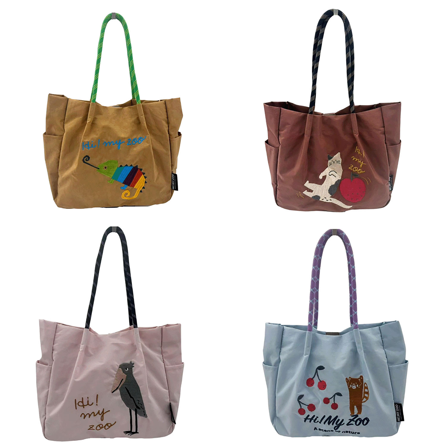 HI！MY ZOO アニマル刺繍ロープハンドルトートバッグ - 画像12