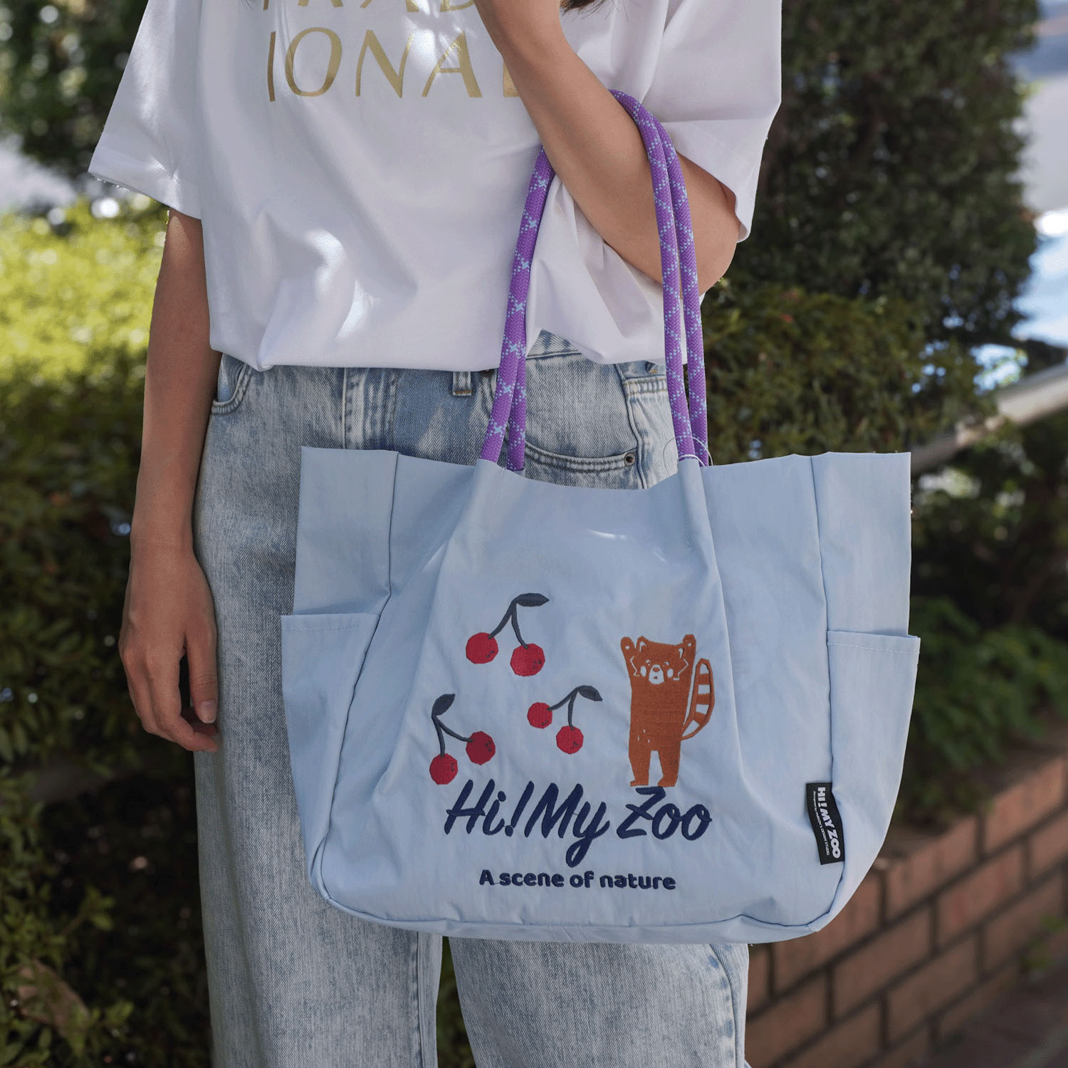 HI！MY ZOO アニマル刺繍ロープハンドルトートバッグ - 画像7