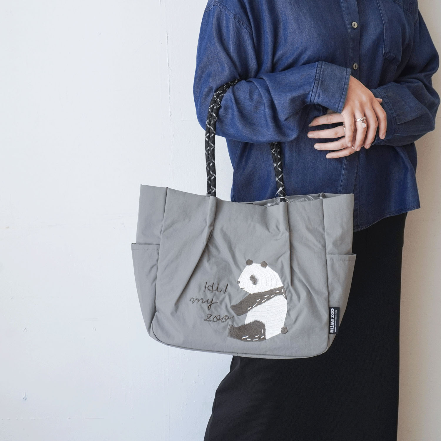HI！MY ZOO アニマル刺繍ロープハンドルトートバッグ - 画像1