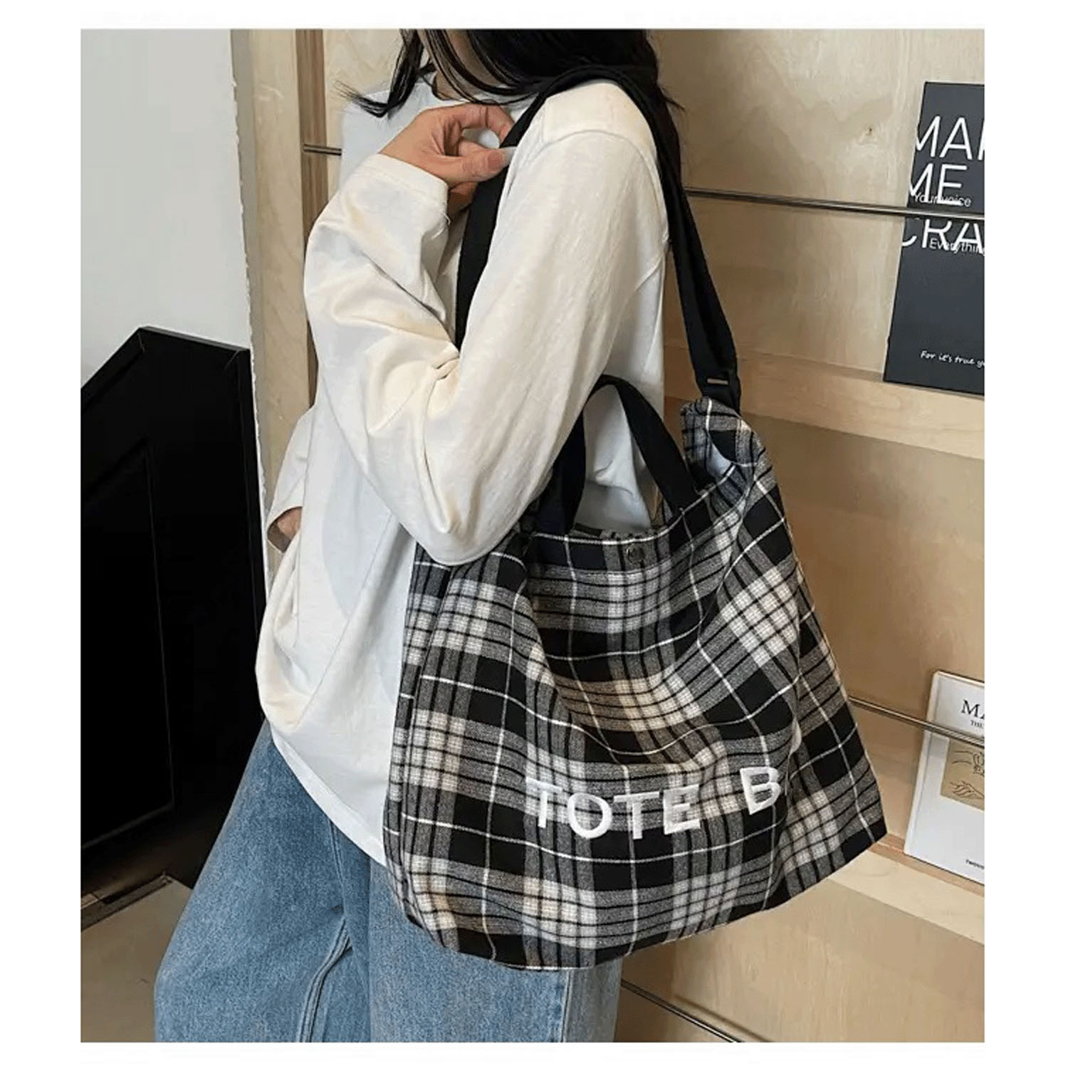 チェック2WAYトートバッグ - 画像3