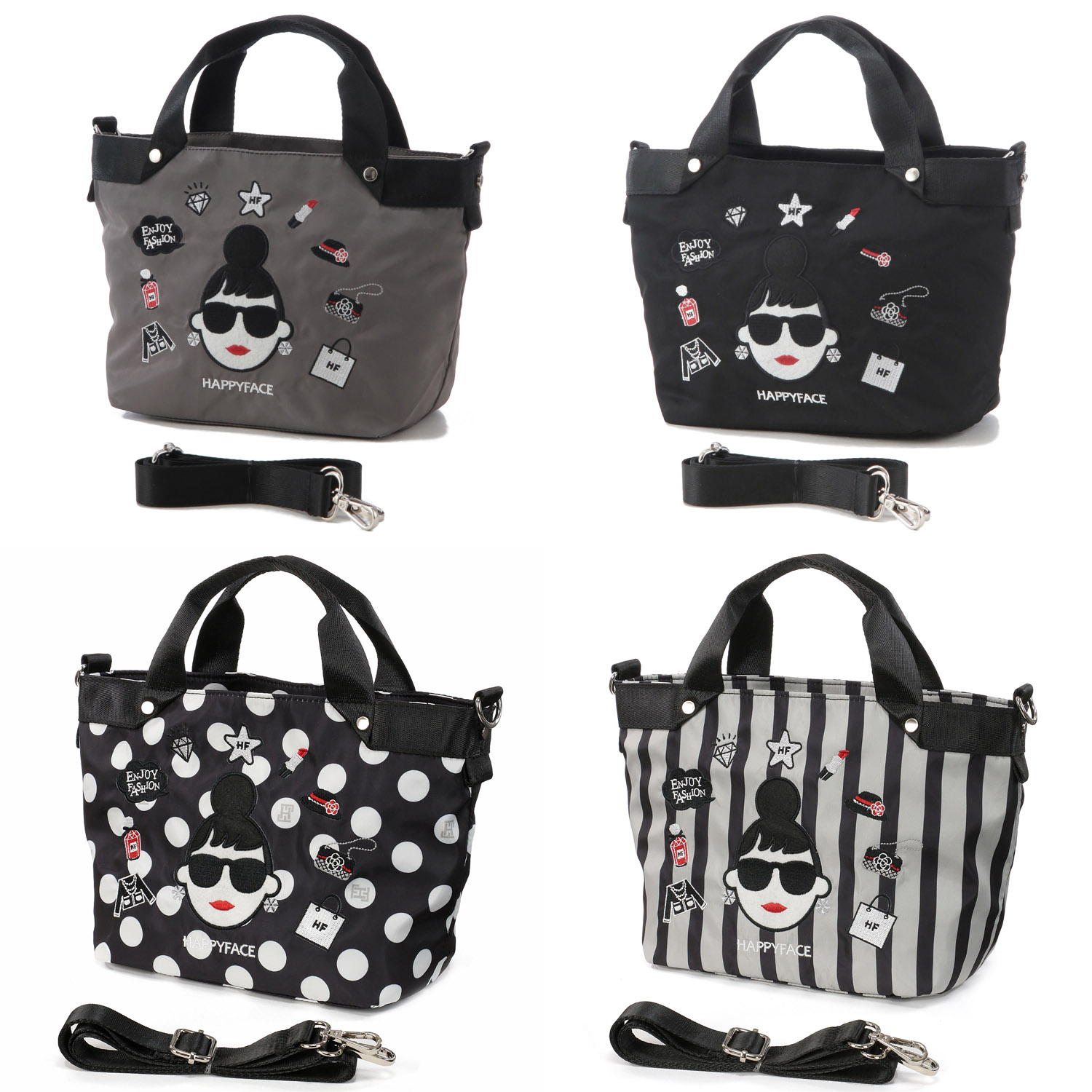 HAPPY FACE レディ・エマ新刺繍多機能2WAYショルダーバッグ