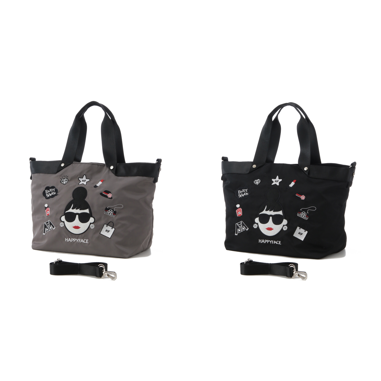 HAPPY FACE レディ・エマ新刺繍多機能2WAYトートバッグ大