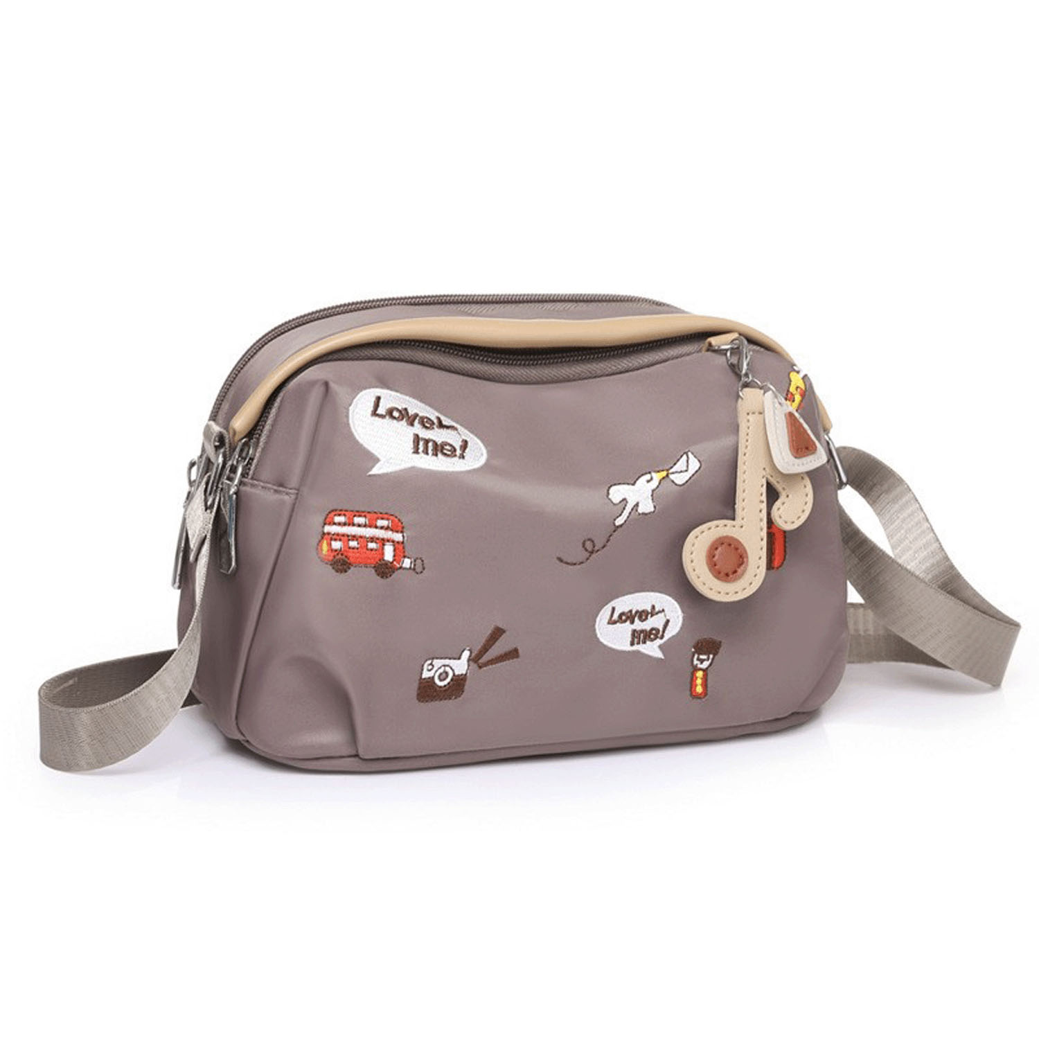 トラベル柄刺繍ショルダーバッグ - 画像4