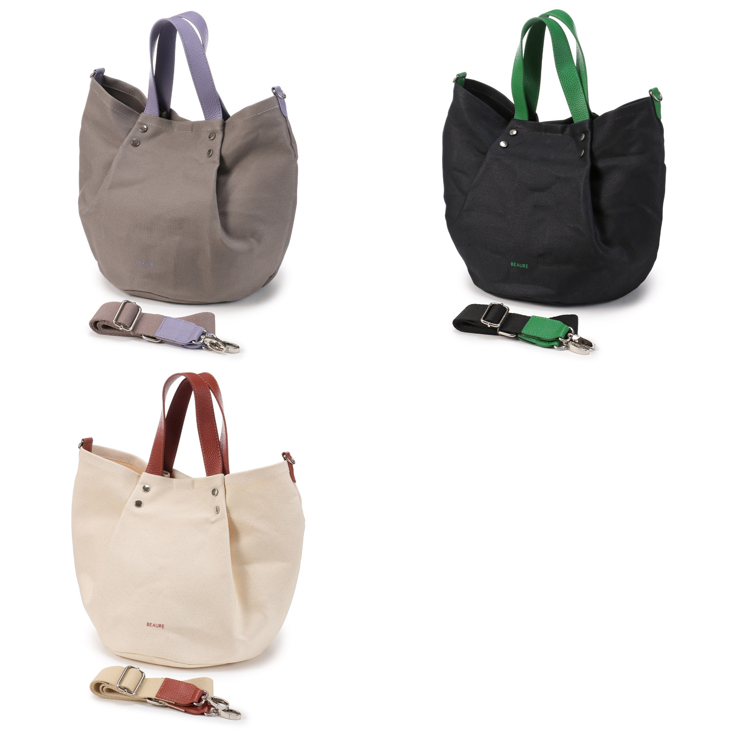 BEAURE キャンバスバルーン型トートバッグ - 画像3