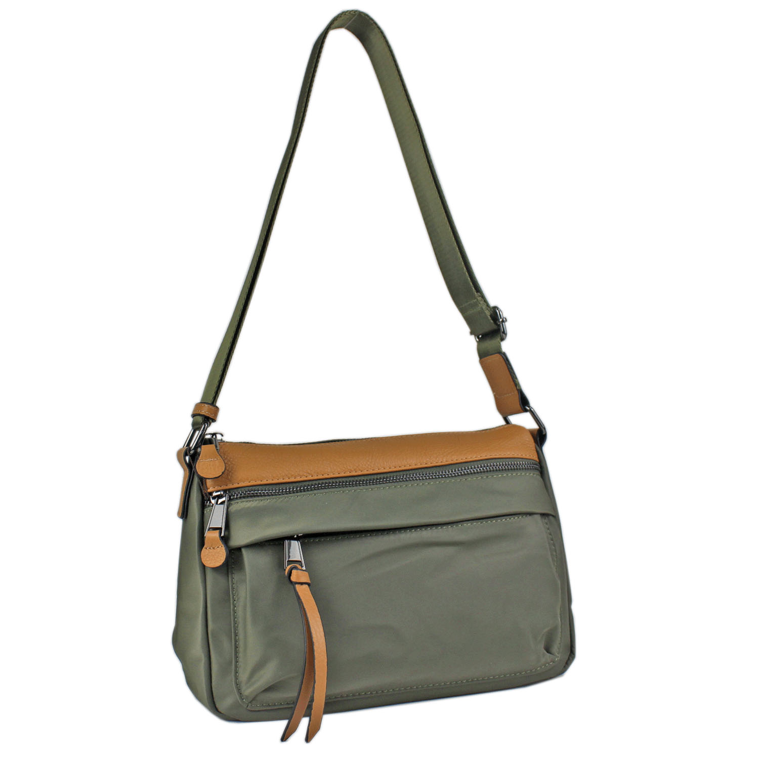 ナイロン×牛革ショルダーバッグ