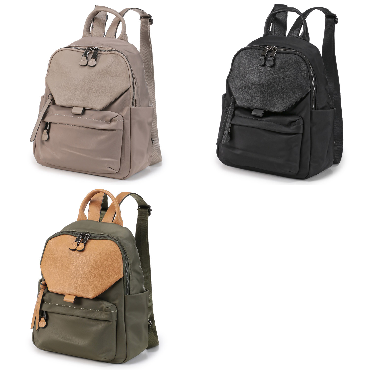 ナイロン×牛革リュックサック