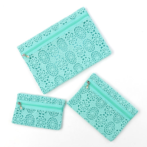 メッシュ フラワーレース ポーチ 3点セット - 画像7