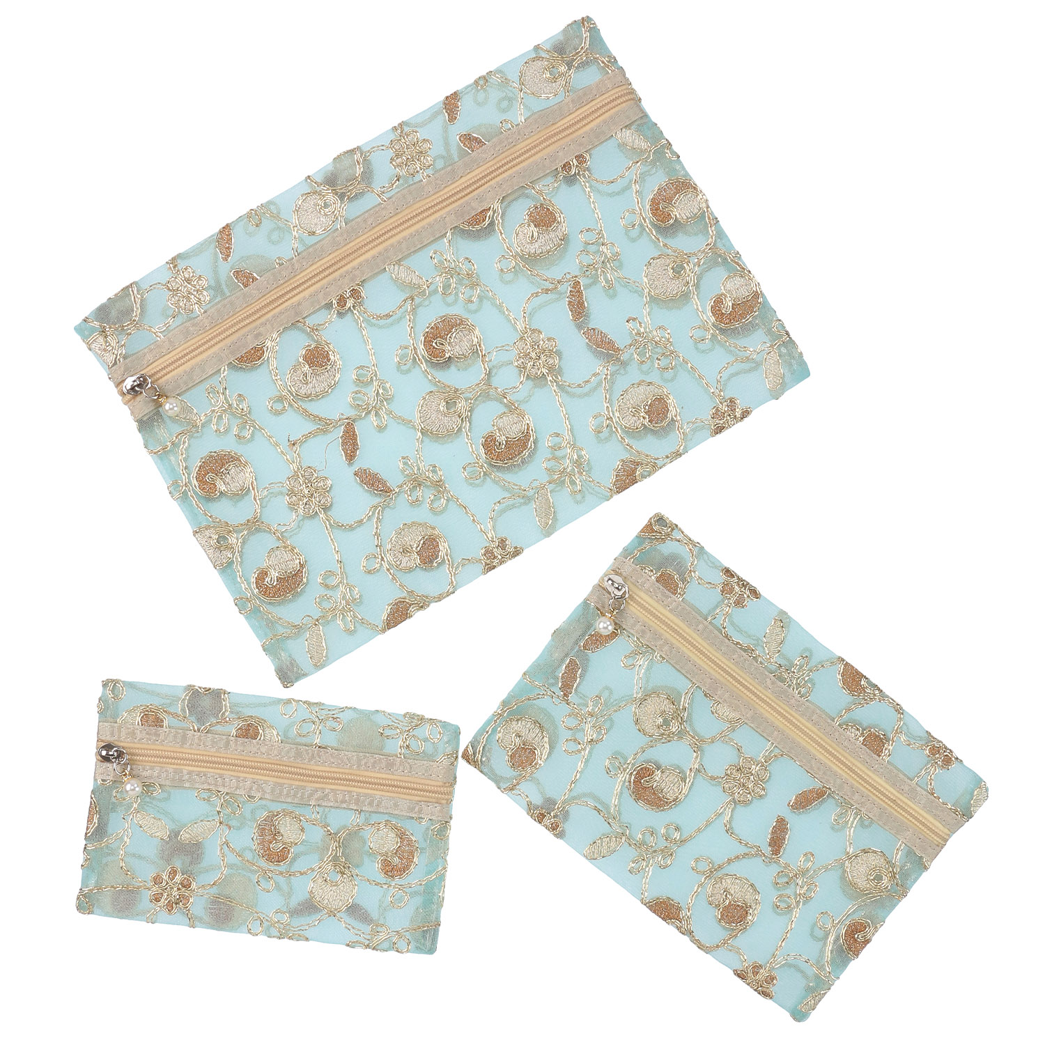 【5月1日より価格改定】メッシュ ゴールド刺繍 ポーチ 3点セット - 画像6