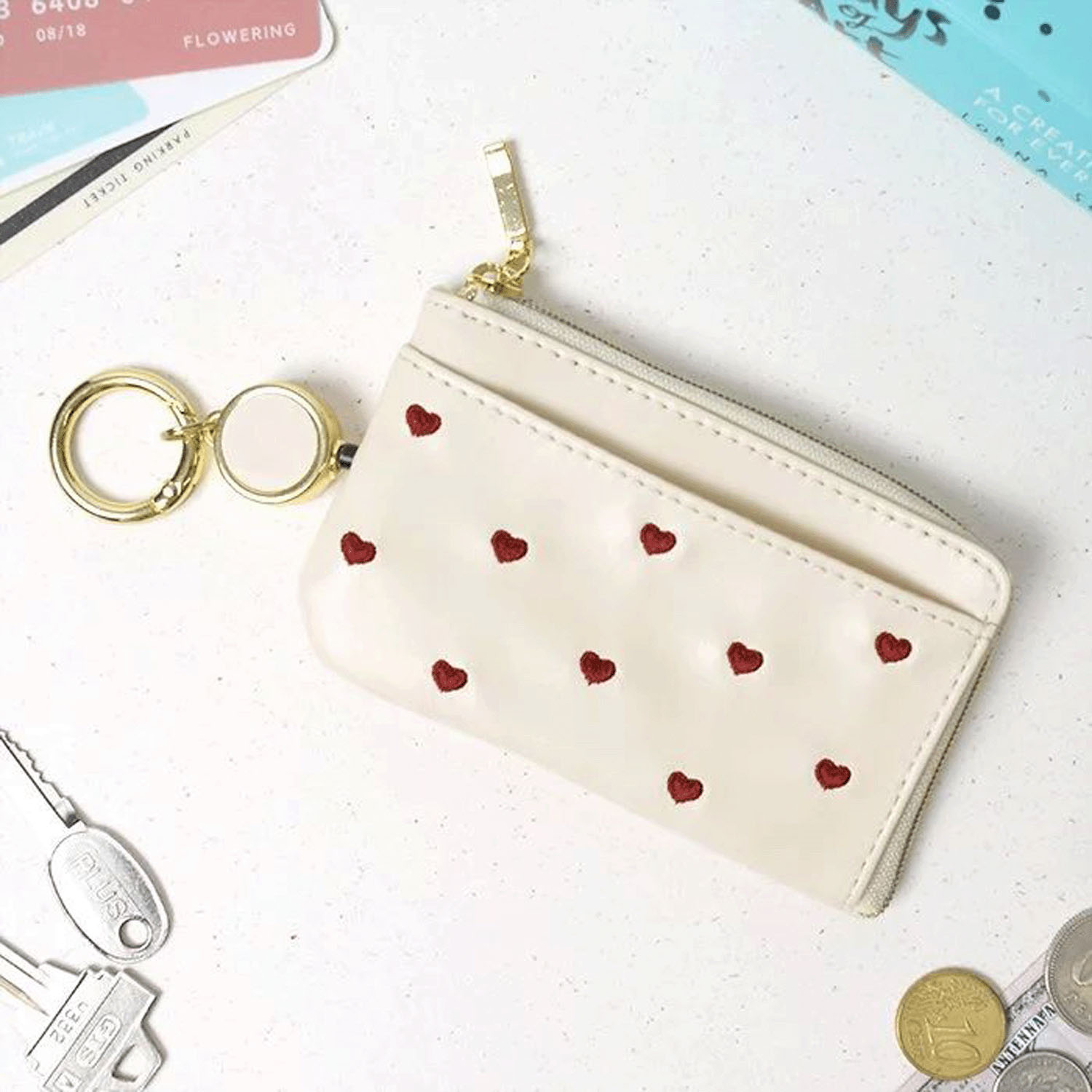 ミニハート刺繍 キーポーチ - 画像3