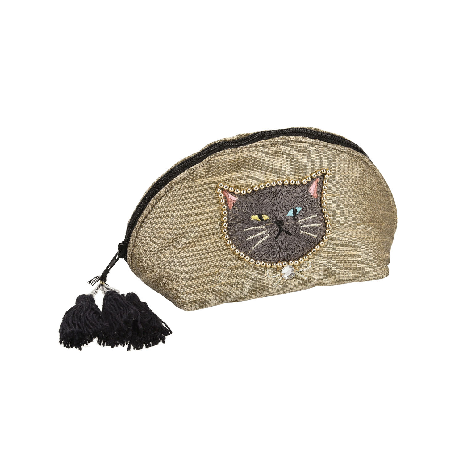 ビジュー＆刺繍ポーチ アイリスキャッツ - 画像1