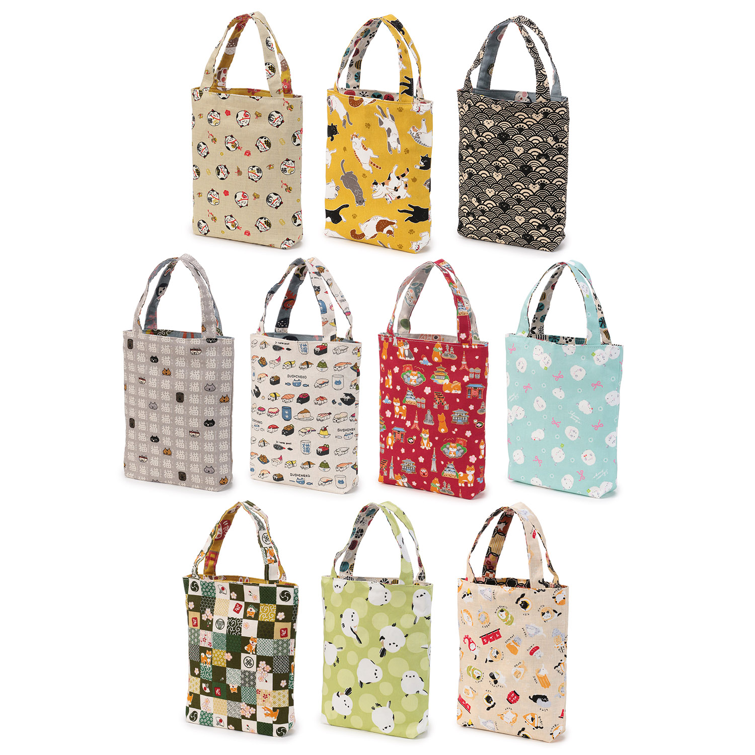 【日本製】 リバーシブル和柄お散歩ミニトート - 画像1