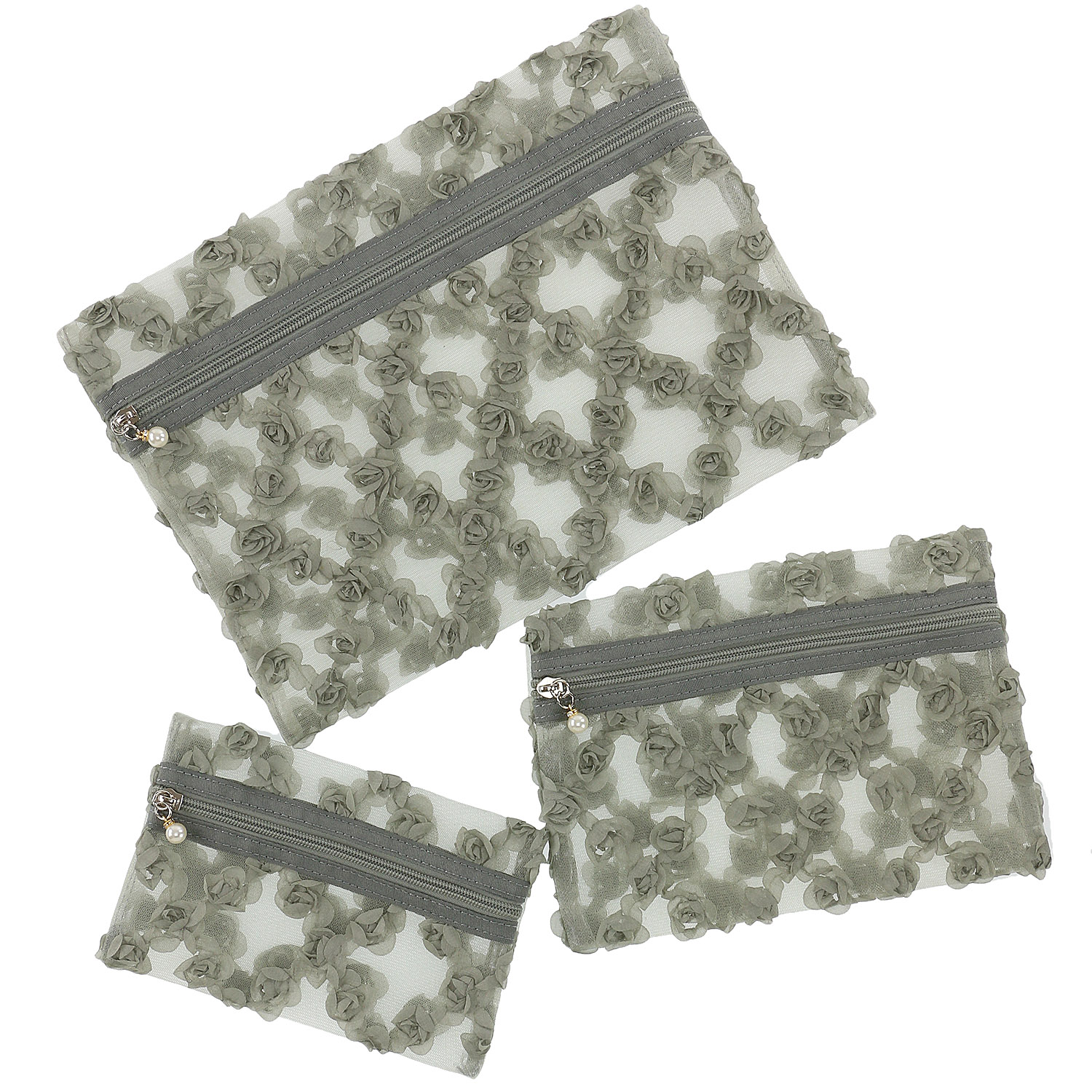 メッシユ フラワーチュールポーチ3点セット