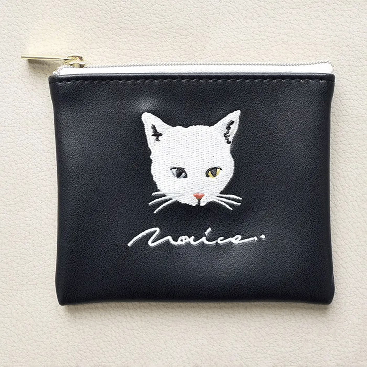 モノクロ猫ミニフラットポーチ - 画像2