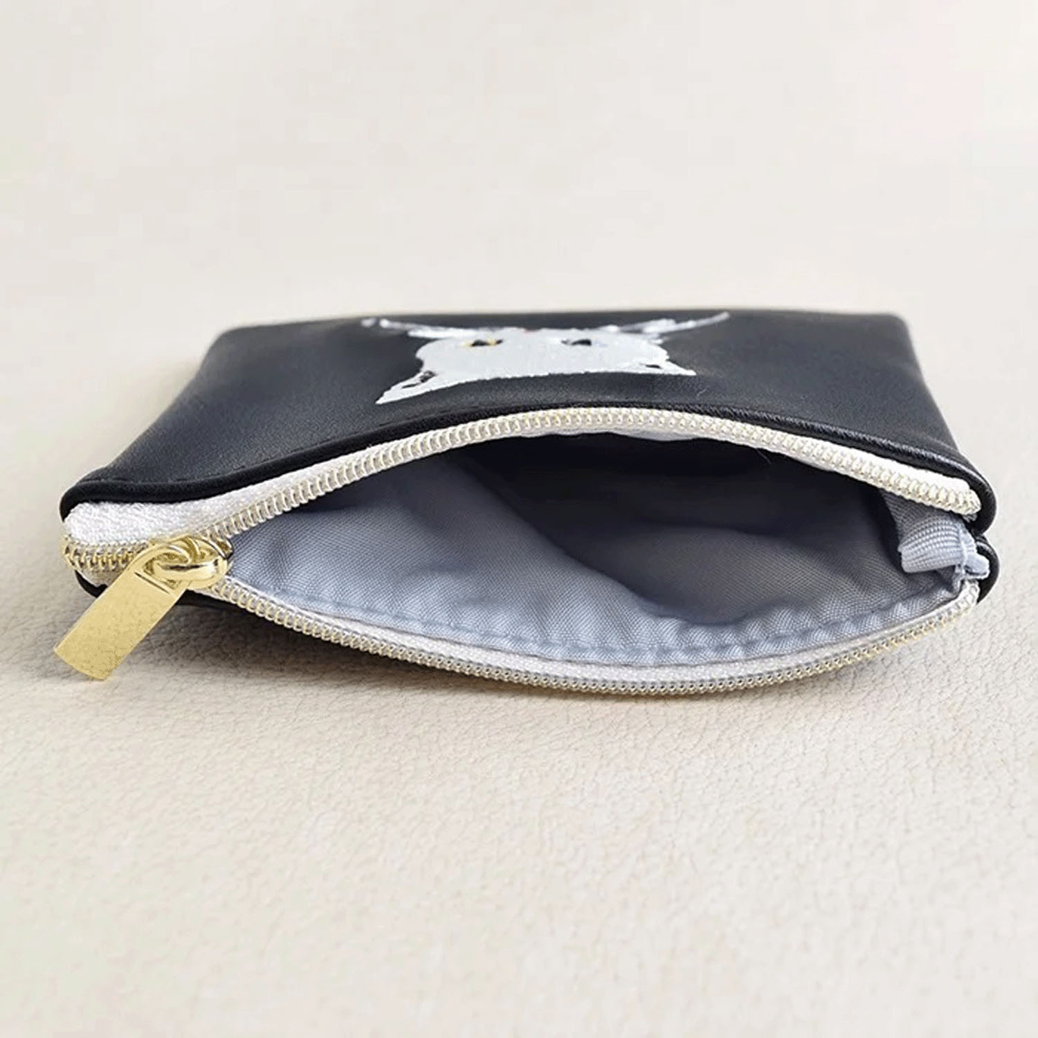 モノクロ猫ミニフラットポーチ - 画像4