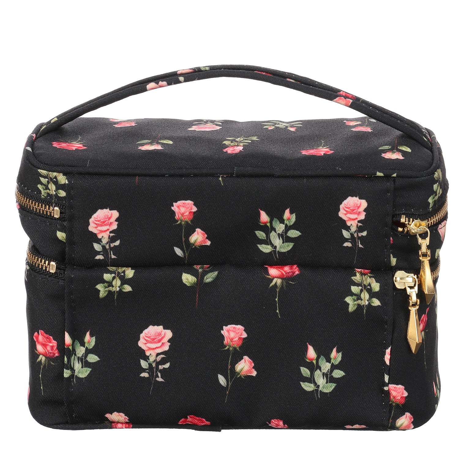 【日本製】 薔薇柄Wバニティポーチ - 画像3