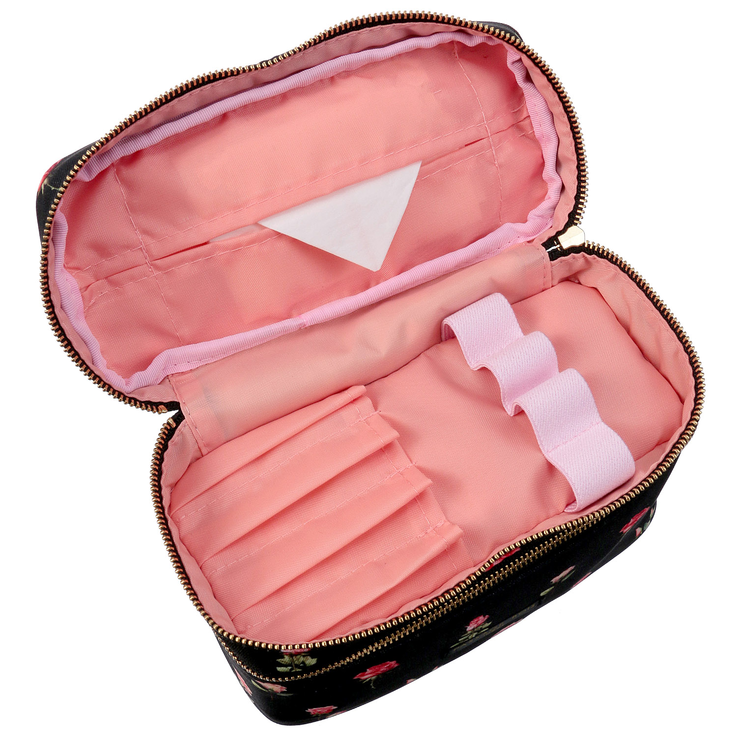 【日本製】 薔薇柄Wバニティポーチ - 画像4