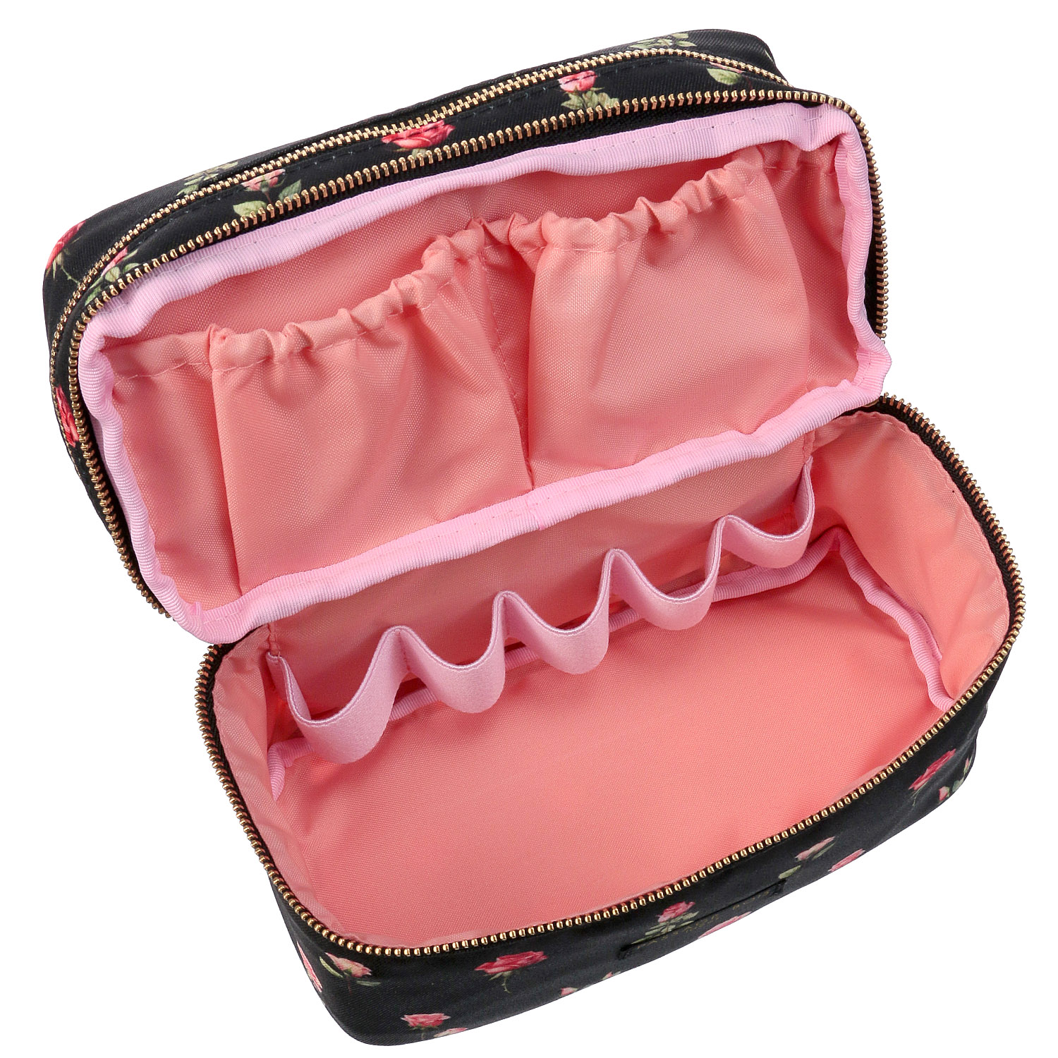 【日本製】 薔薇柄Wバニティポーチ - 画像5