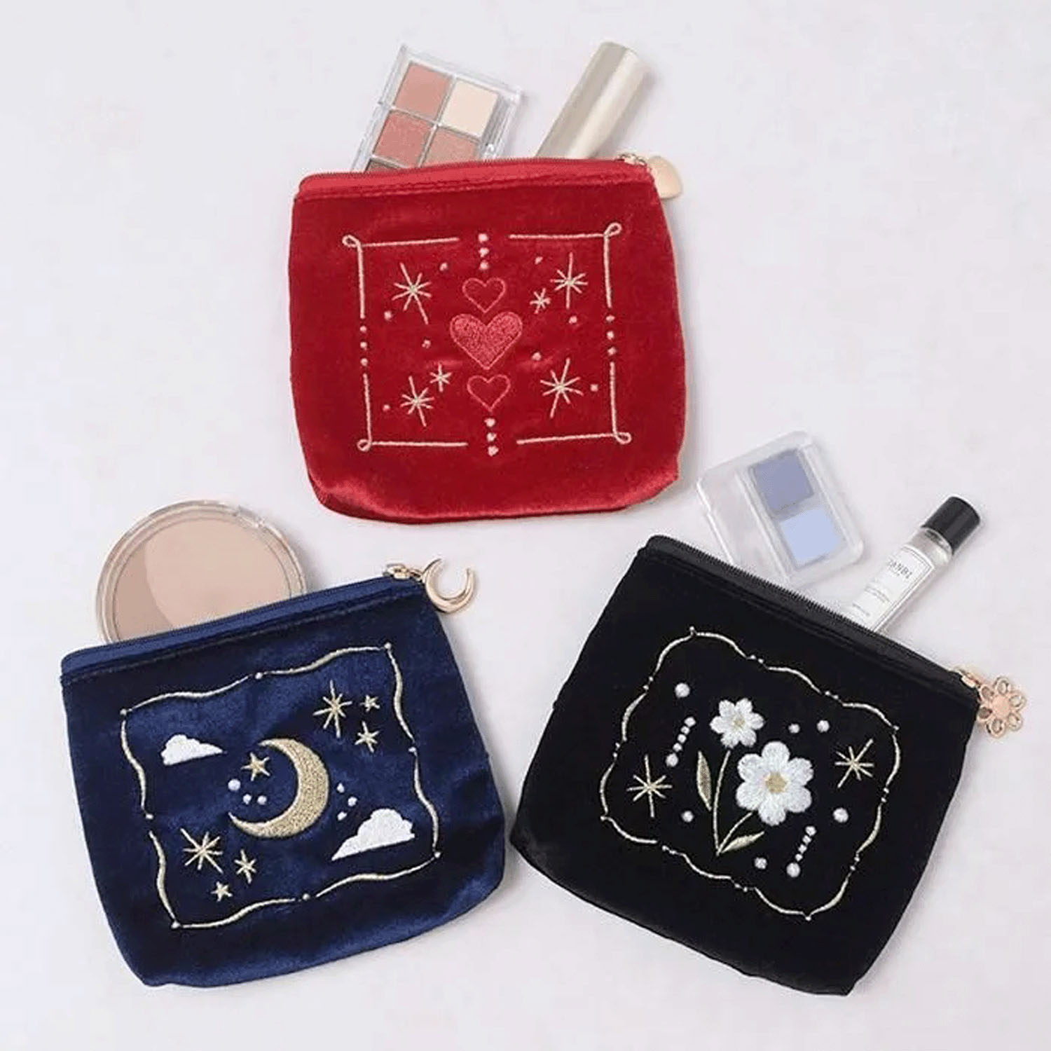 ベロア＆ラメ フラットポーチ（ティッシュポーチ） - 画像1