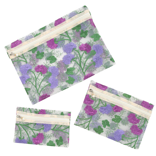 【5月1日より価格改定】メッシュ3点ポーチ バラ刺繍柄 - 画像5