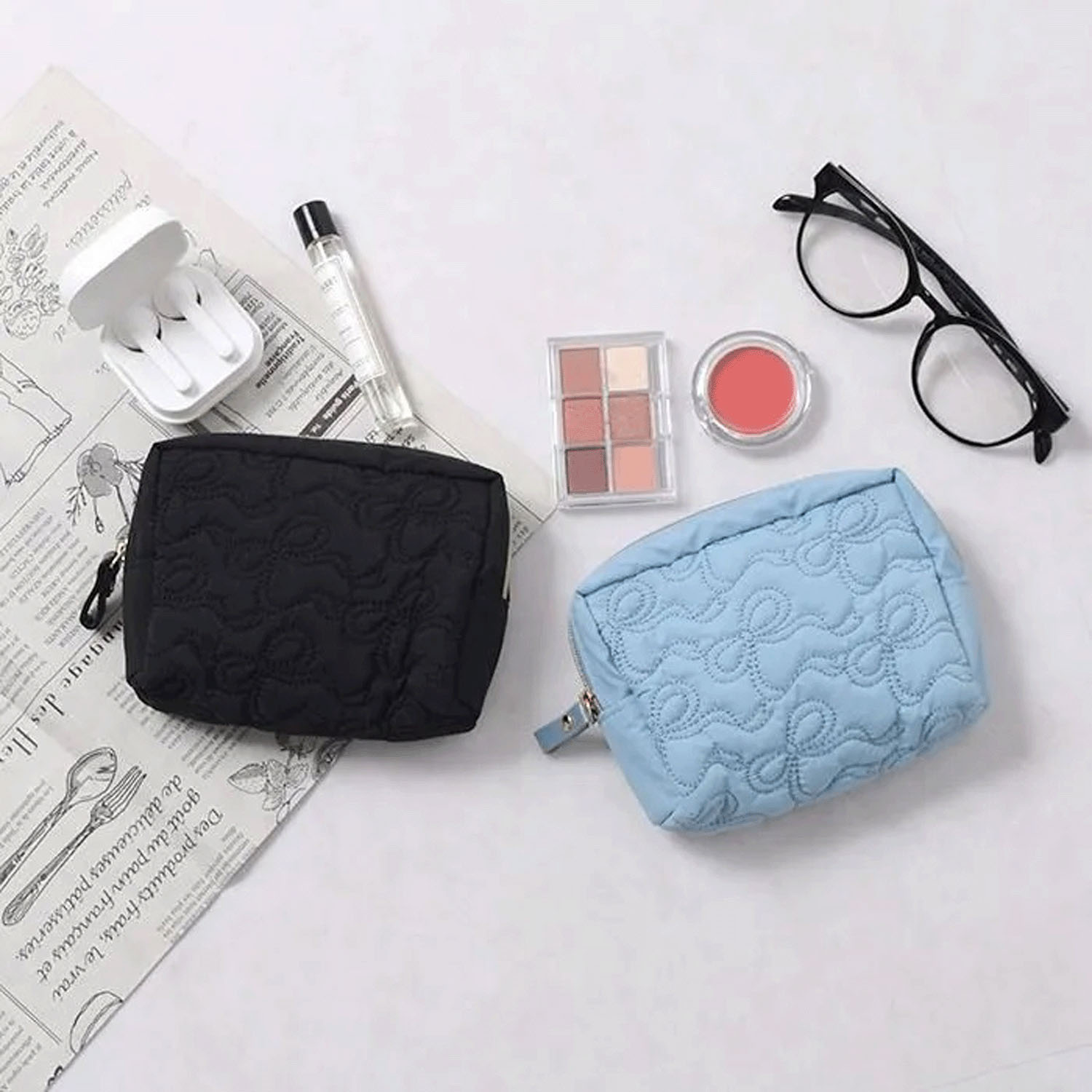 リボン キルティングポーチ