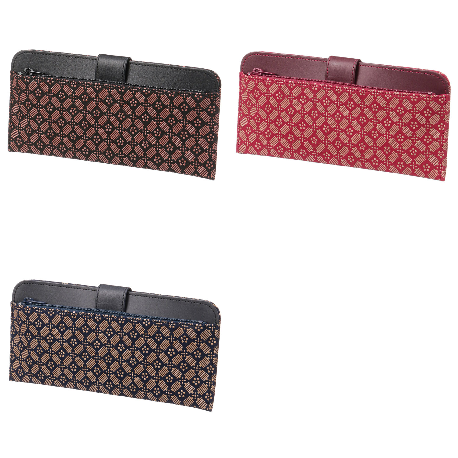 印伝 2107薄型長財布 梅糸巻格子 - 画像1