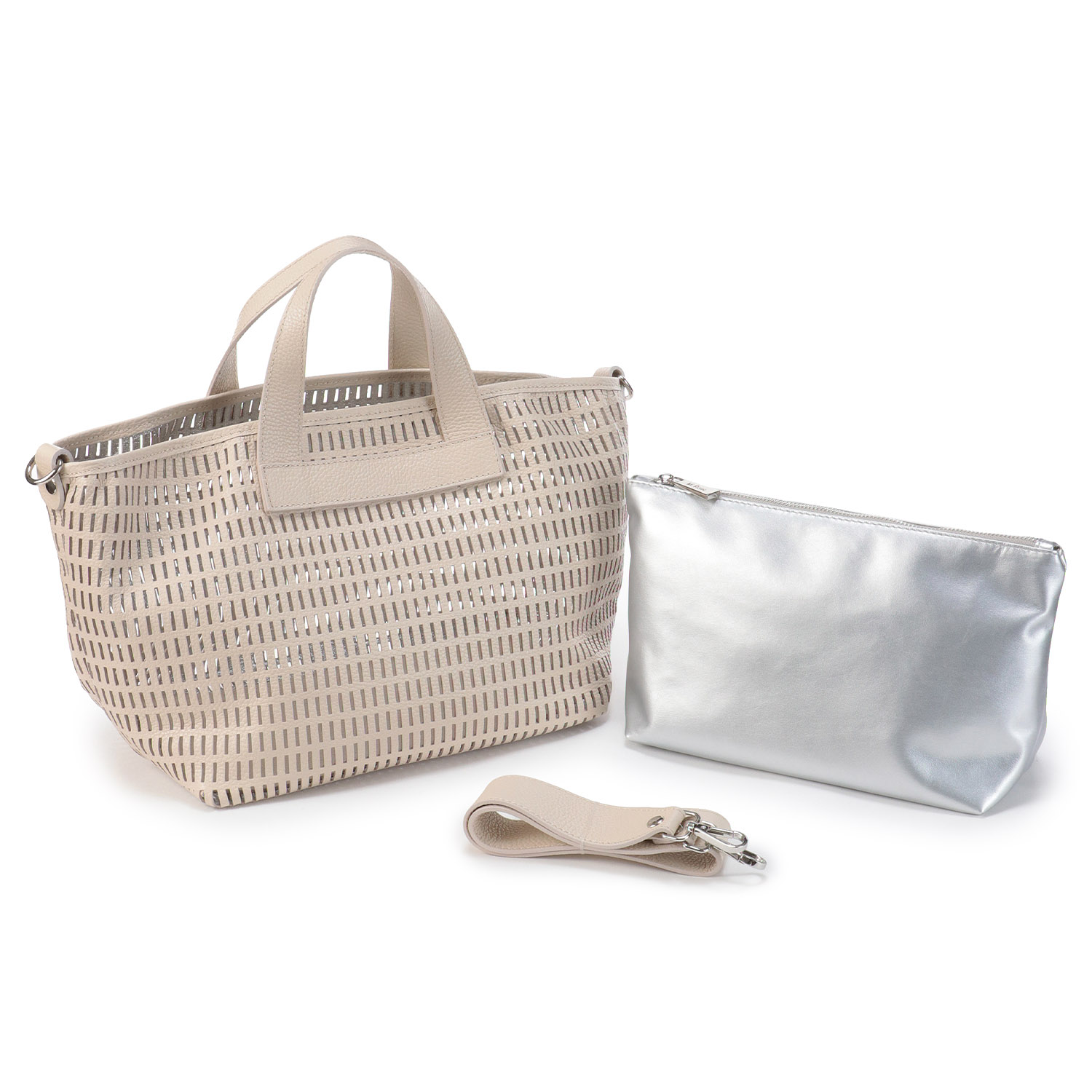 M Rose 牛革カットワークトートバッグ - 画像2