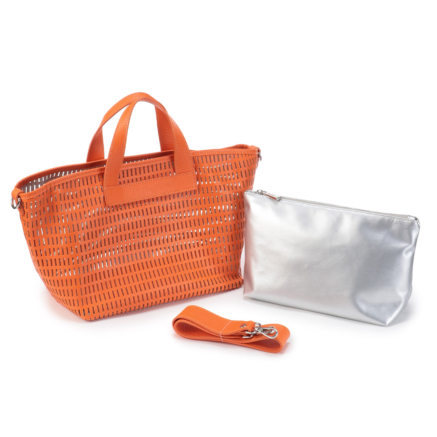 M Rose 牛革カットワークトートバッグ - 画像3