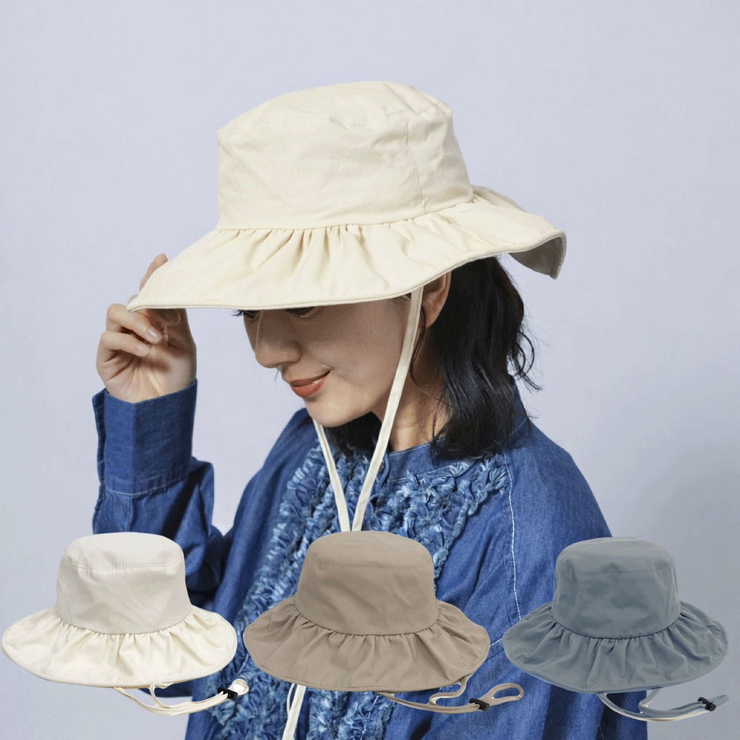 シルバーコーティングUVフリルハット - 画像1