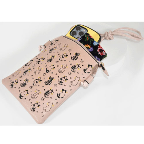 ネコ刺繍スマホバッグ - 画像7