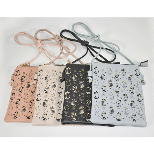 ネコ刺繍スマホバッグ