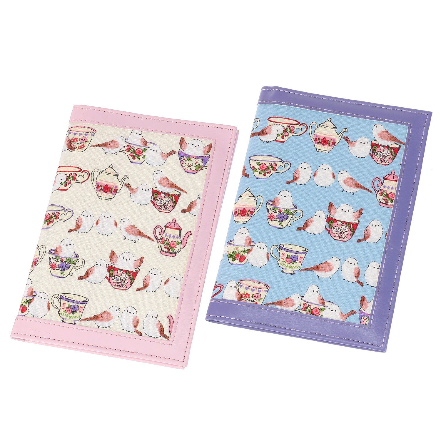 シマエナガ＆ティーカップ 保険証入れ - 画像1