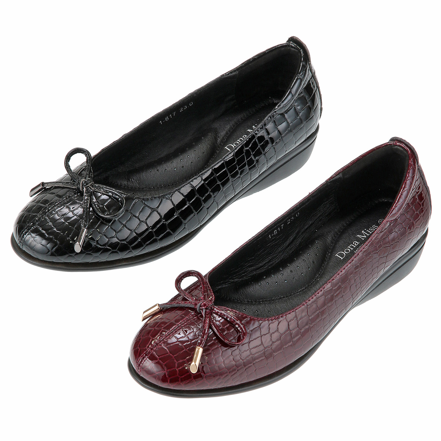 Dona Missエナメル型押しリボンシューズ