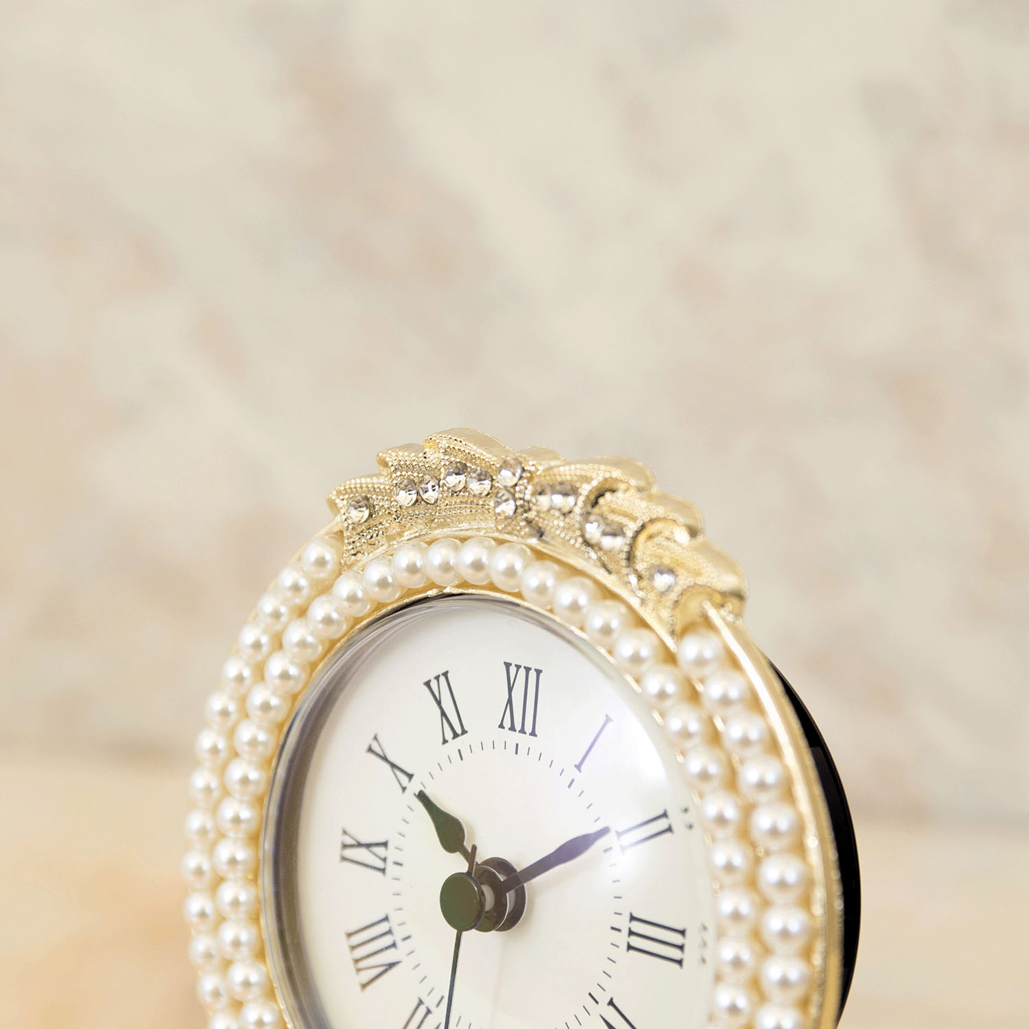 Mariage マリアージュ テーブルクロック（パールリボン） ゴールド ラウンド - 画像6