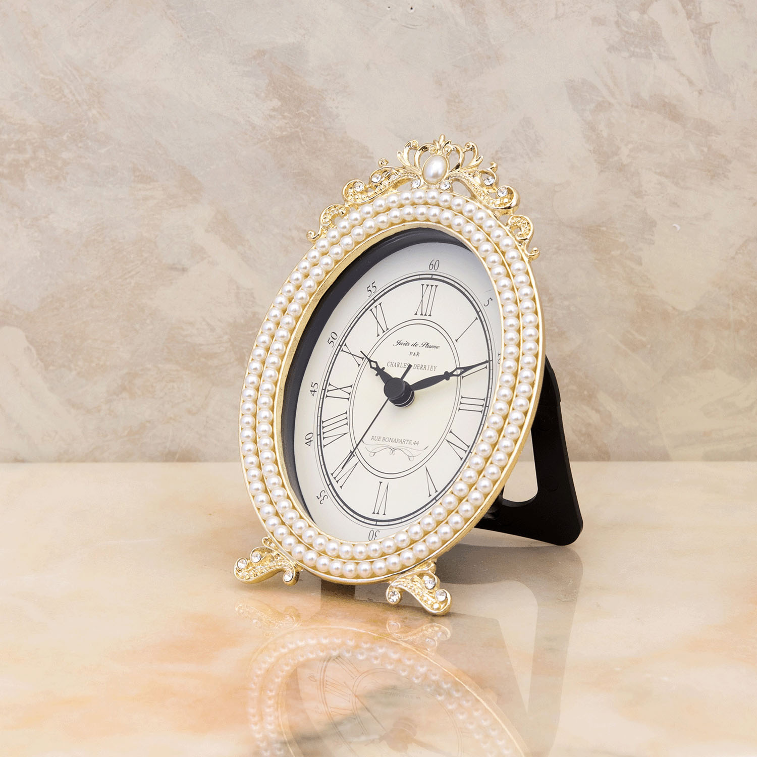 Mariage マリアージュ テーブルクロック（パールオーバル） ゴールド - 画像3