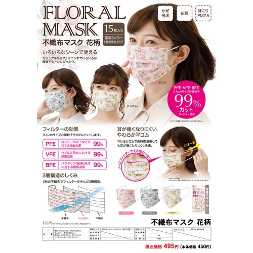 不織布マスク 花柄 - 画像10