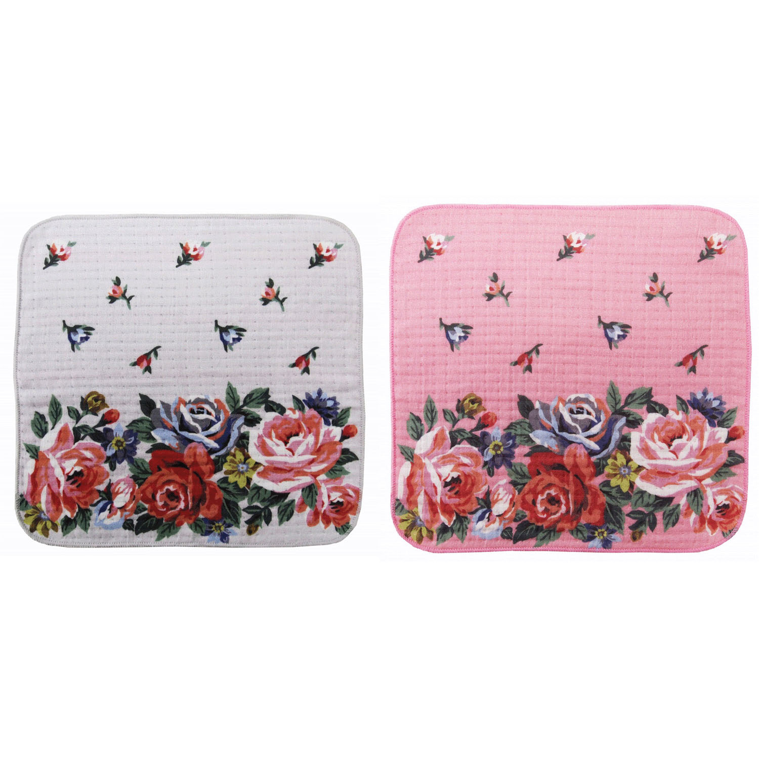 レイクアルスター 4重ガーゼプリントハンカチ ローズガーデン - 画像1