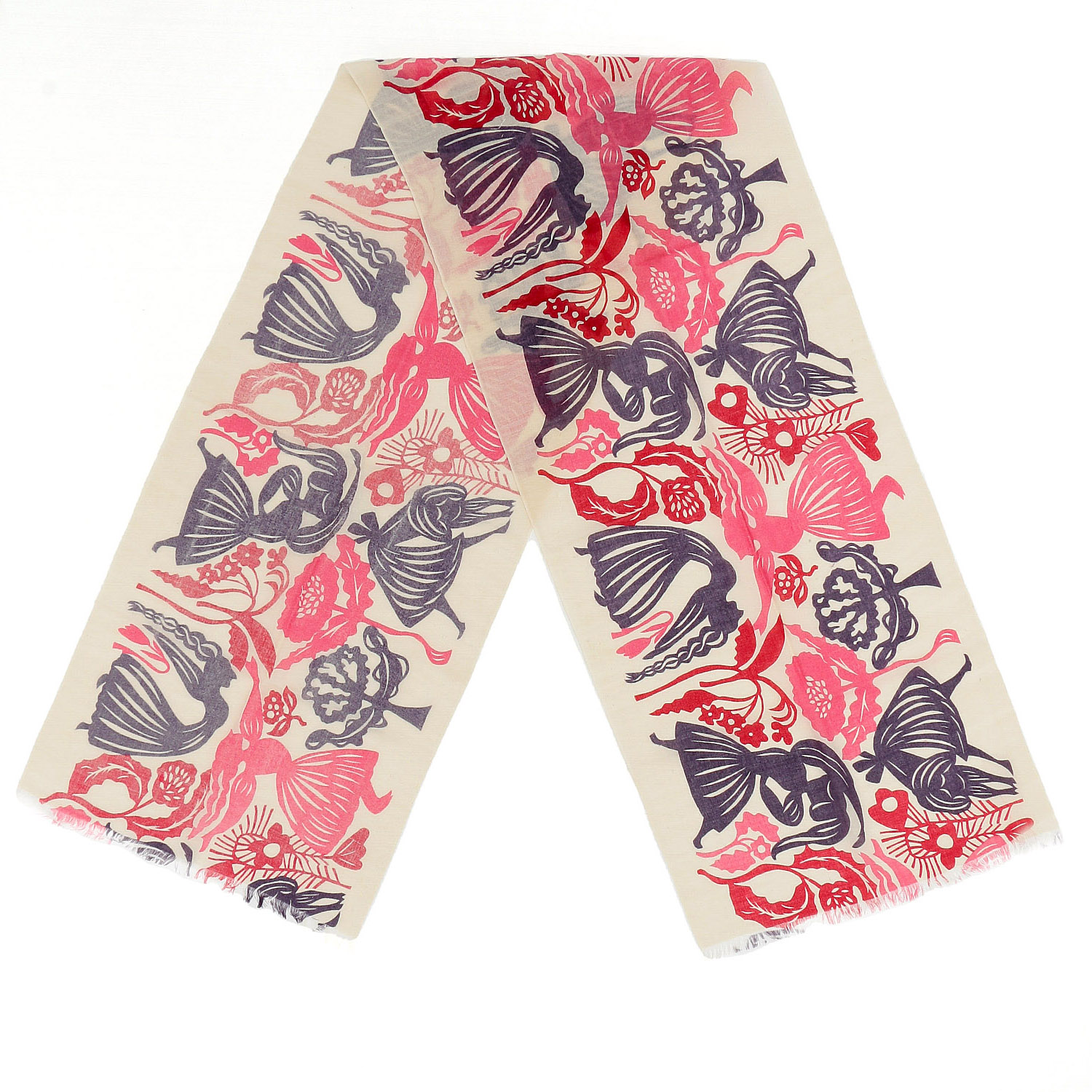 日本製 ウール混ガーゼストール 花の体操 - 画像3