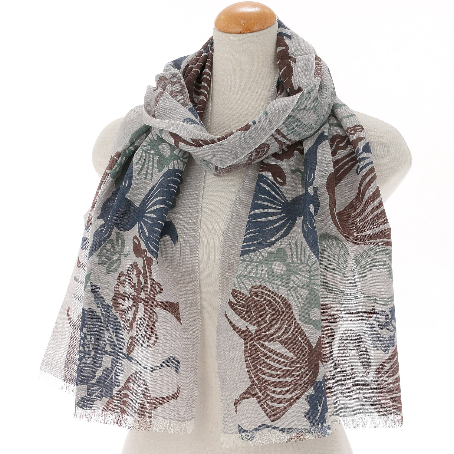 日本製 ウール混ガーゼストール 花の体操 - 画像1