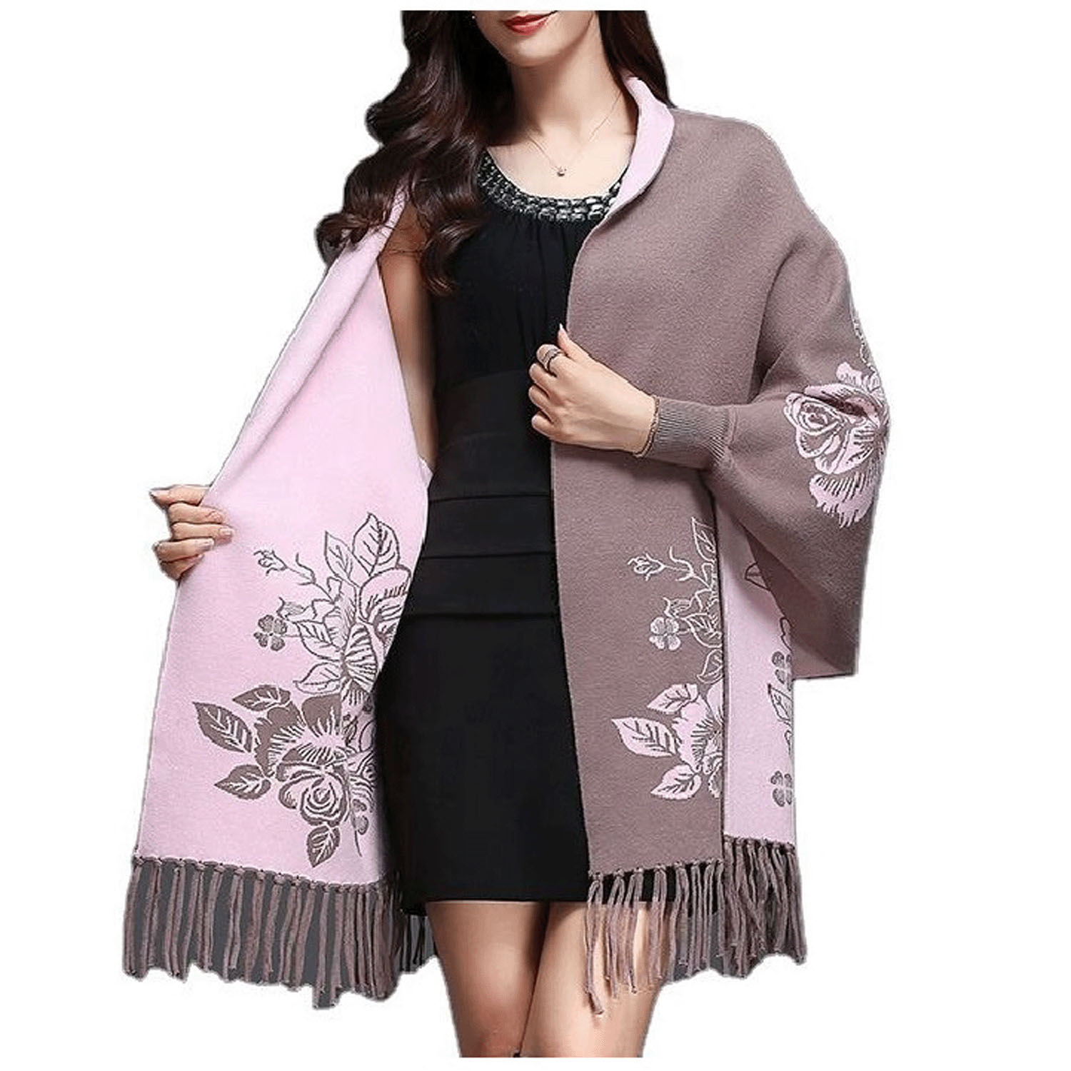 フラワーケープカーディガン